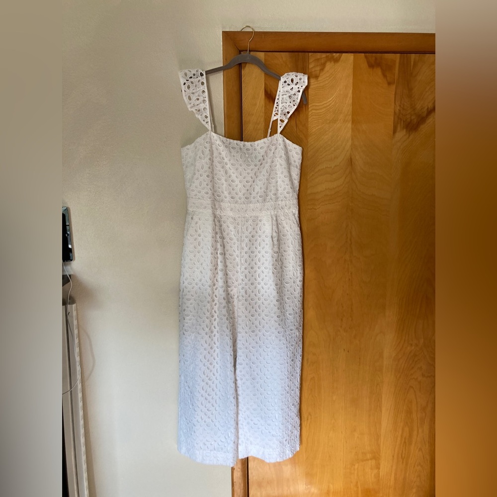 jcrew jumpsuit in white eyelet size 10 Brand New with Tags